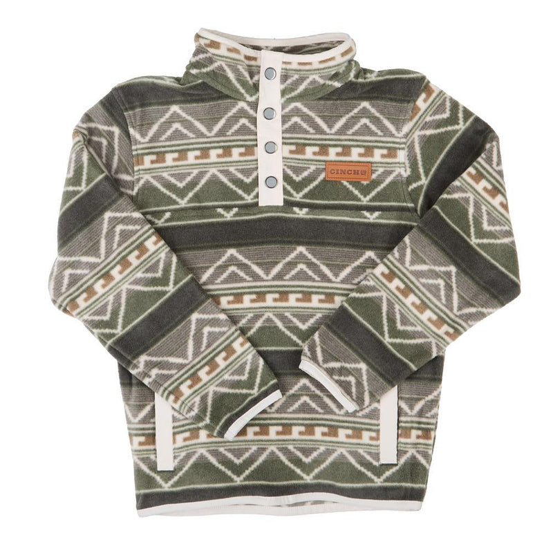Boy's Olive Print Polar Fleece Pullover
