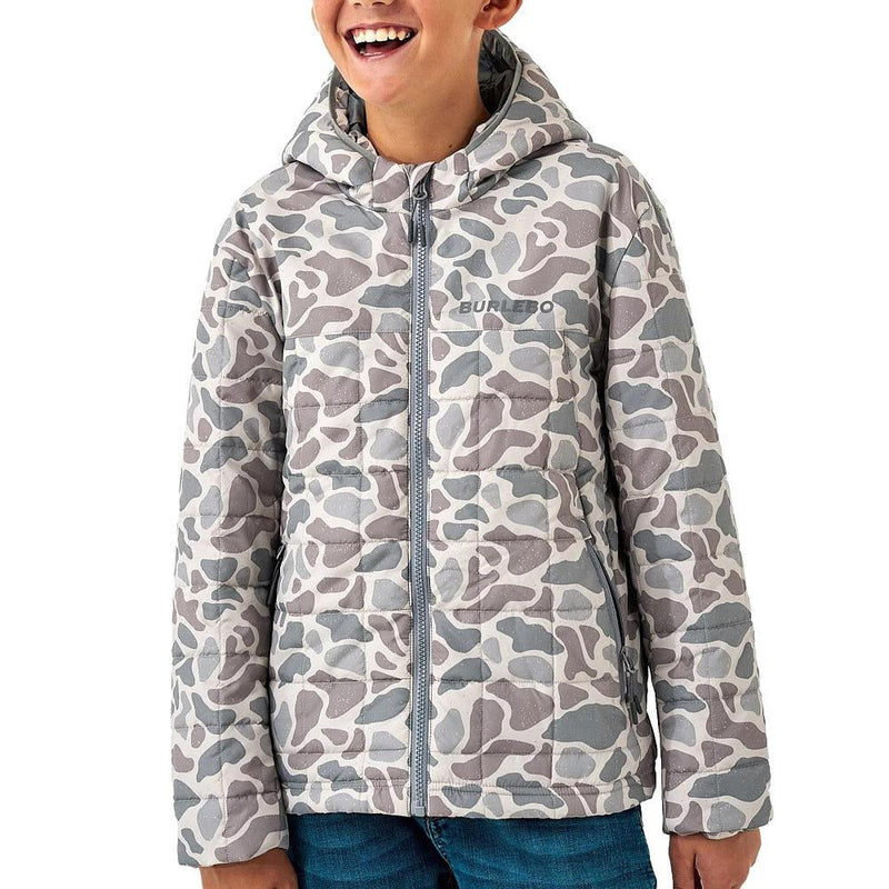 Youth White Camo Puffer Jacket