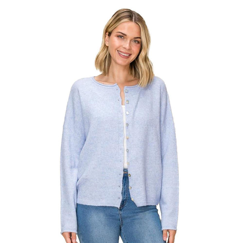 Women's Light Blue Button Loose Cardigan