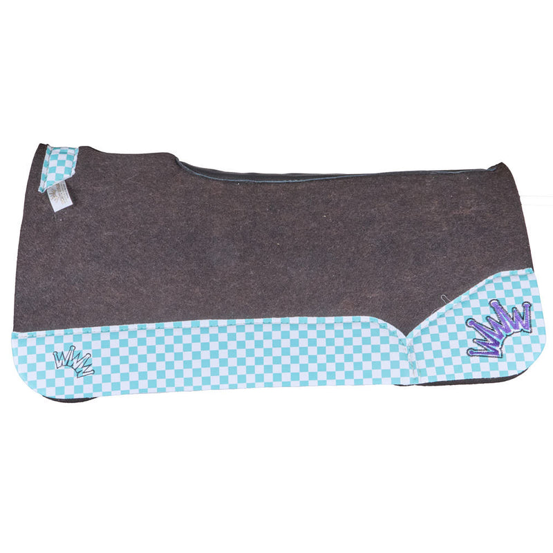 3/4" Turquoise Checkered with Purple Crowns OG Felt Saddle Pad
