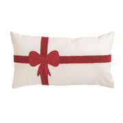 Christmas Bow Lumbar Beaded Pillow