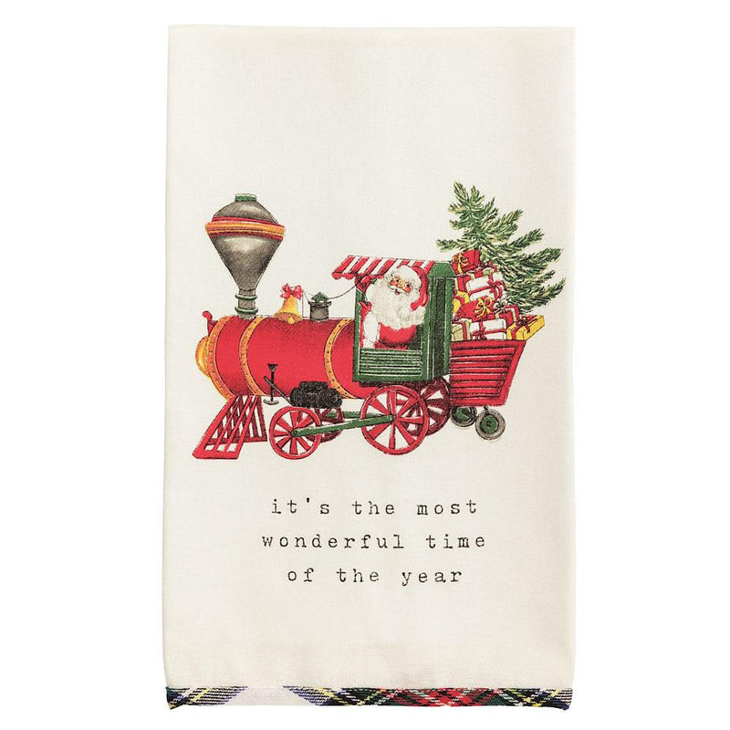 Train Christmas Tartan Towel