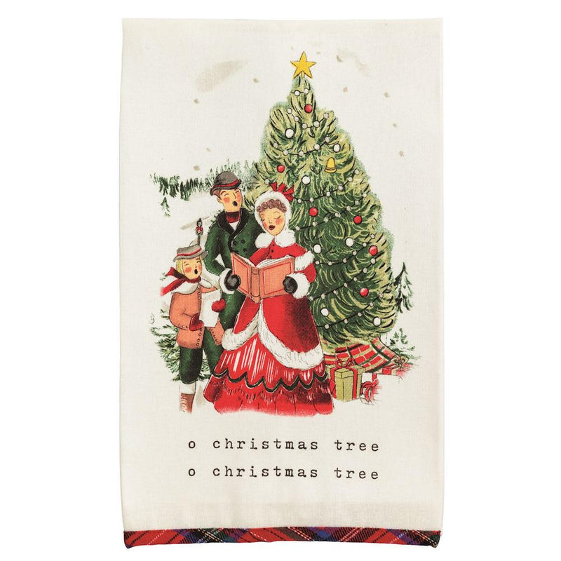 Carolers Christmas Tartan Towel