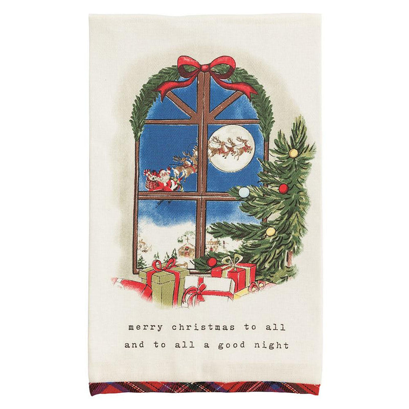 Window Scene Christmas Tartan Towel