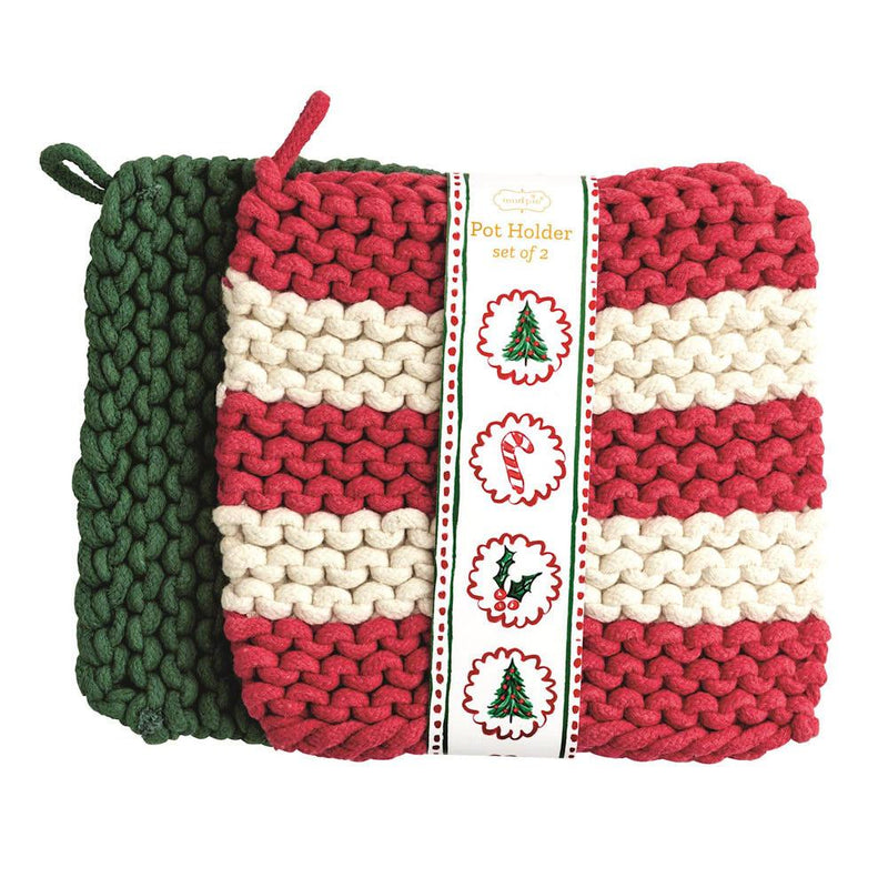 Red Stripe Potholder Set