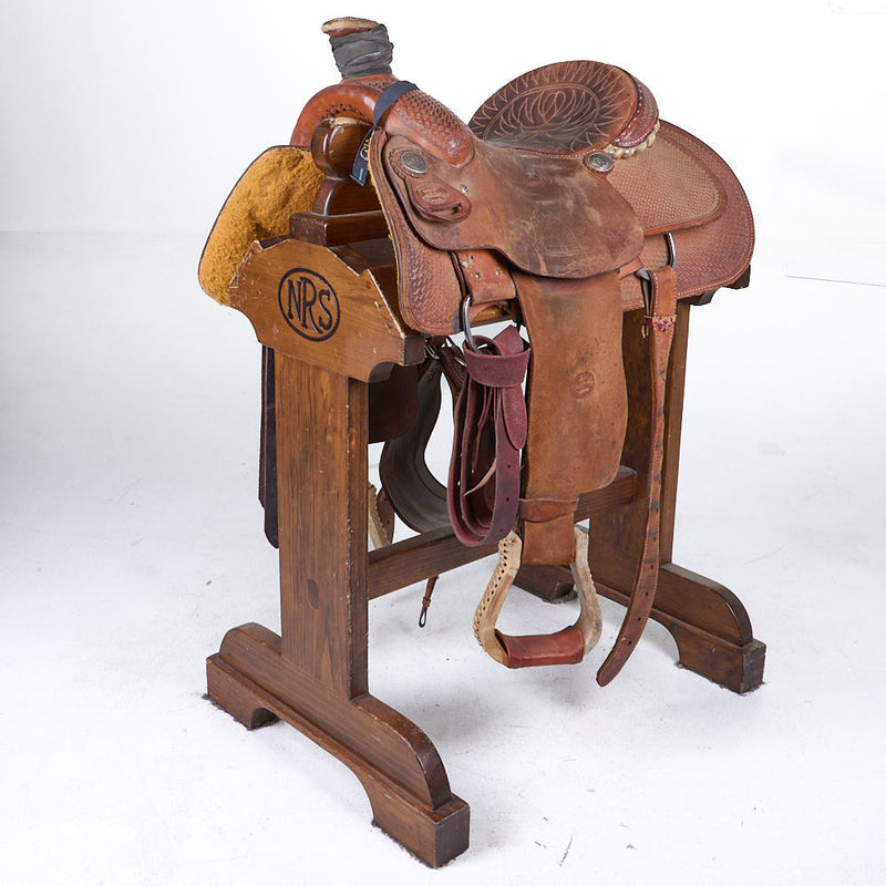 Used 14.5in 1/2 Breed Basket Stamped Calf Roper