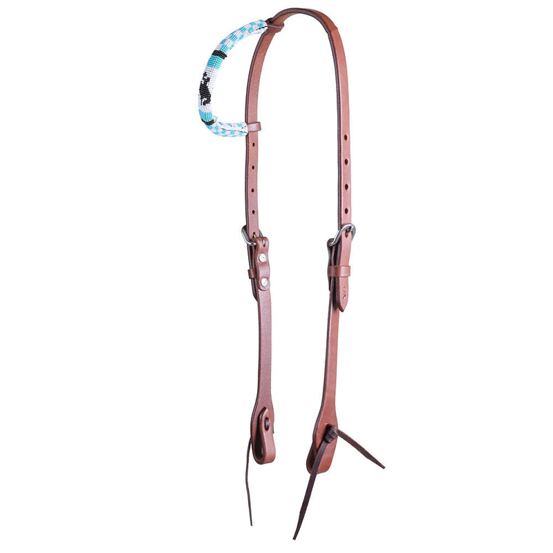 Turquoise Pony Club Beaded Single Ear Headstall