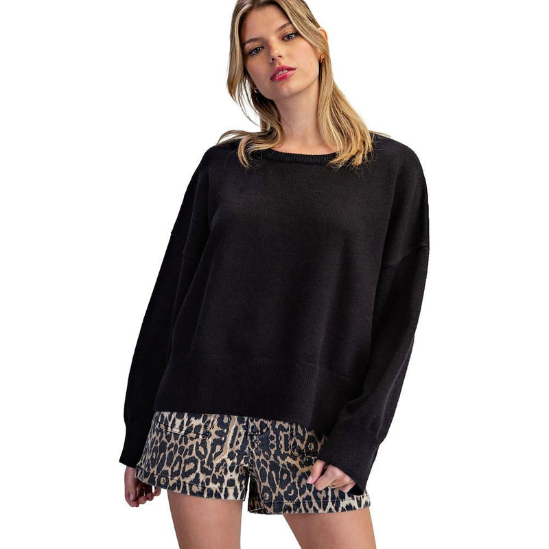 Women's Black Oversized Knit Sweater