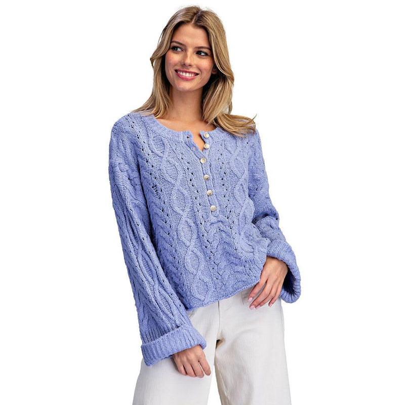 Women's Denim Cable Knit Sweater