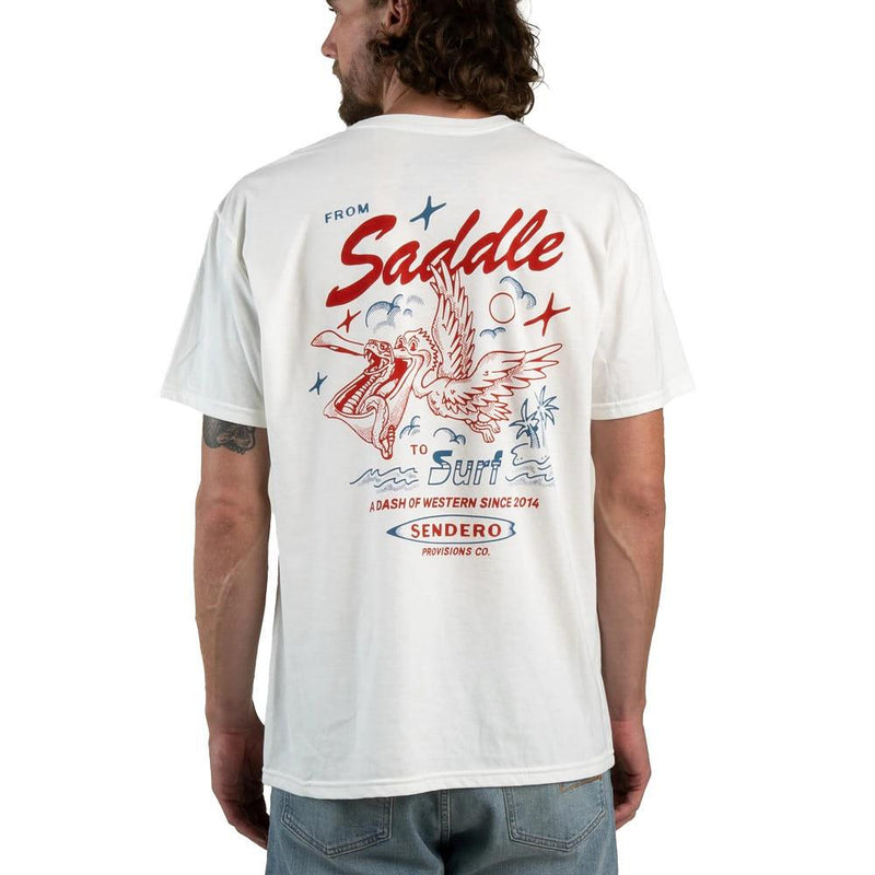 Men's White Saddle To Surf Tee Shirt