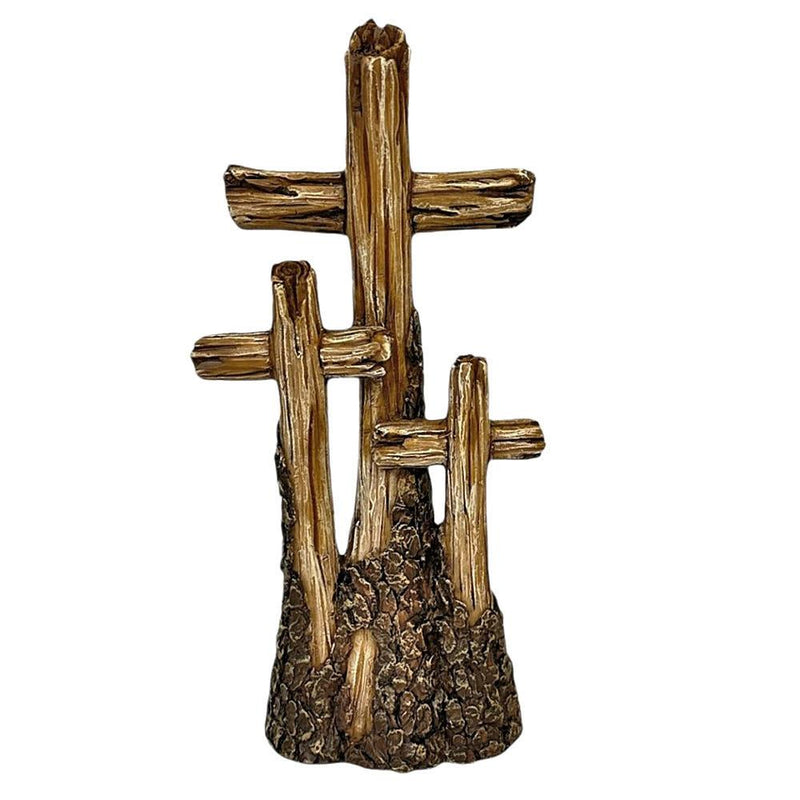 Triple Cross Tree Bark Decor