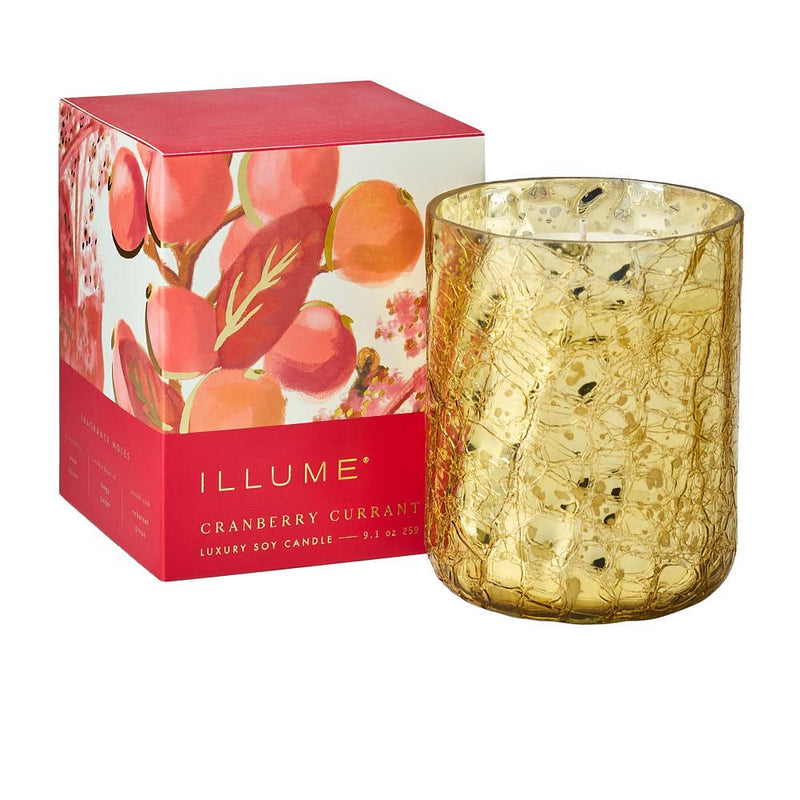 Cranberry Currant Small Crackle Glass Candle