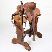 Used 13.5in Floral Tooled NRS Competitor Barrel Saddle