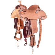 1/8 Tooled Antique Youth Team Roping Saddle