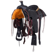 14in Black Roughout with Rawhide Cantle Team Roper
