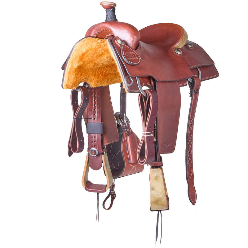 14.5in Mahogany Slick out with Rawhide Cantle Team Roper