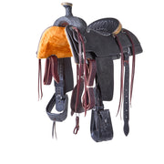 15in Black Roughout with Rawhide Cantle Team Roper