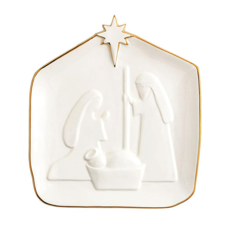 Gold Edge Nativity Platter