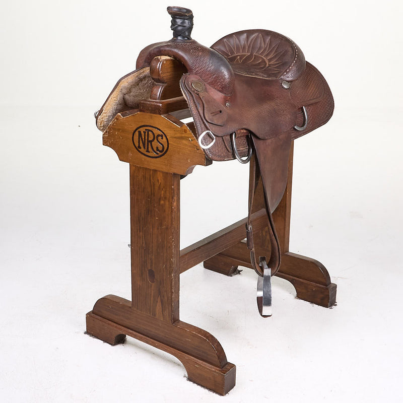 Used 15in 1/2 Breed Basket Stamp Sanchez Team Roping Saddle