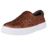 Women's Nora Brown Embossed Leather Slip On Casual