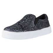 Women's Nora Black Embossed Leather Slip On Casual