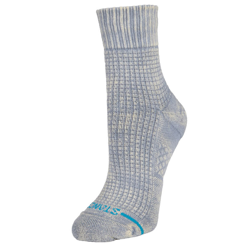 Women's Solid Waffle Heather Grey Quarter Socks