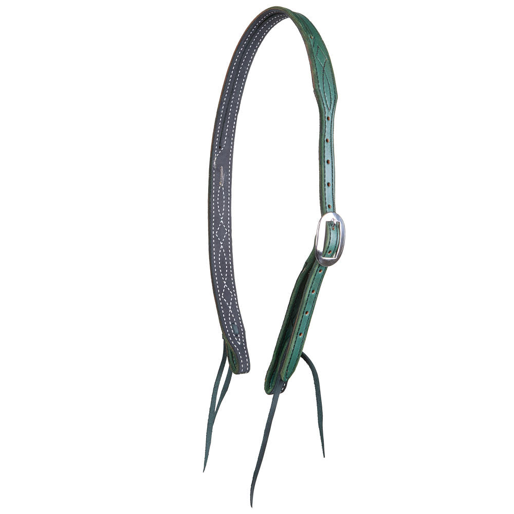 B. Langdon Pine Gunslinger Slit Ear Headstall with Black Stitching — NRS