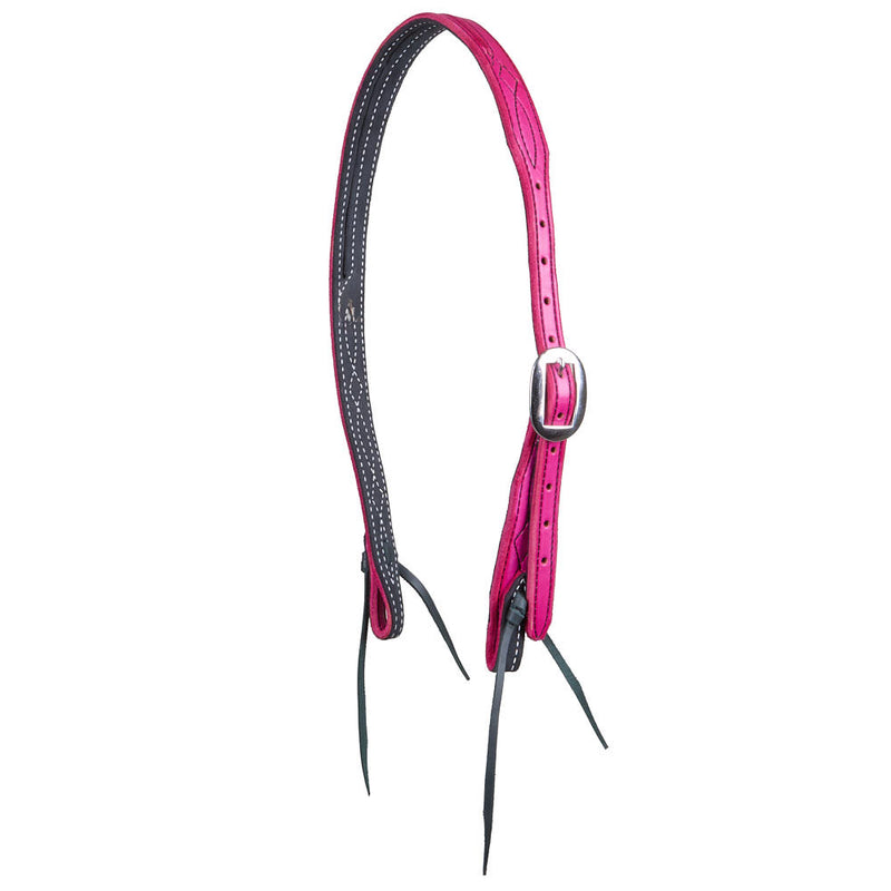 Pink Gunslinger Split Ear Headstall with Black Thread