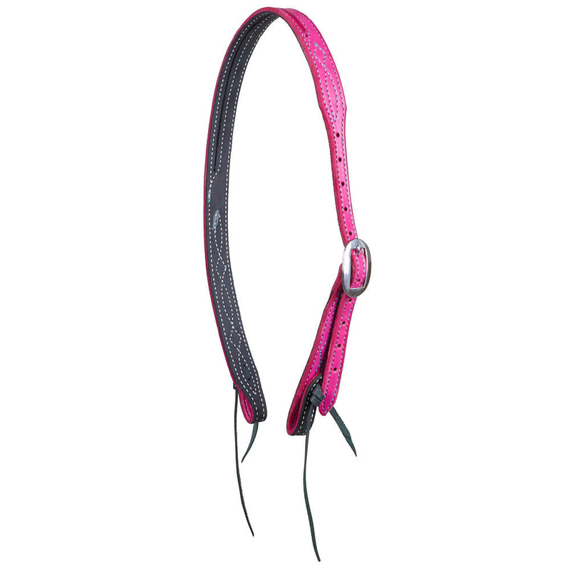 Pink Gunslinger Split Ear Headstall with Turquoise Thread