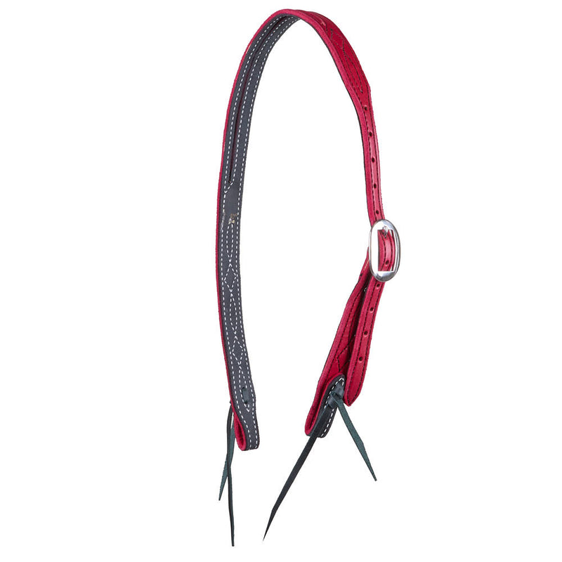 Red Gunslinger Split Ear Headstall with Black Thread