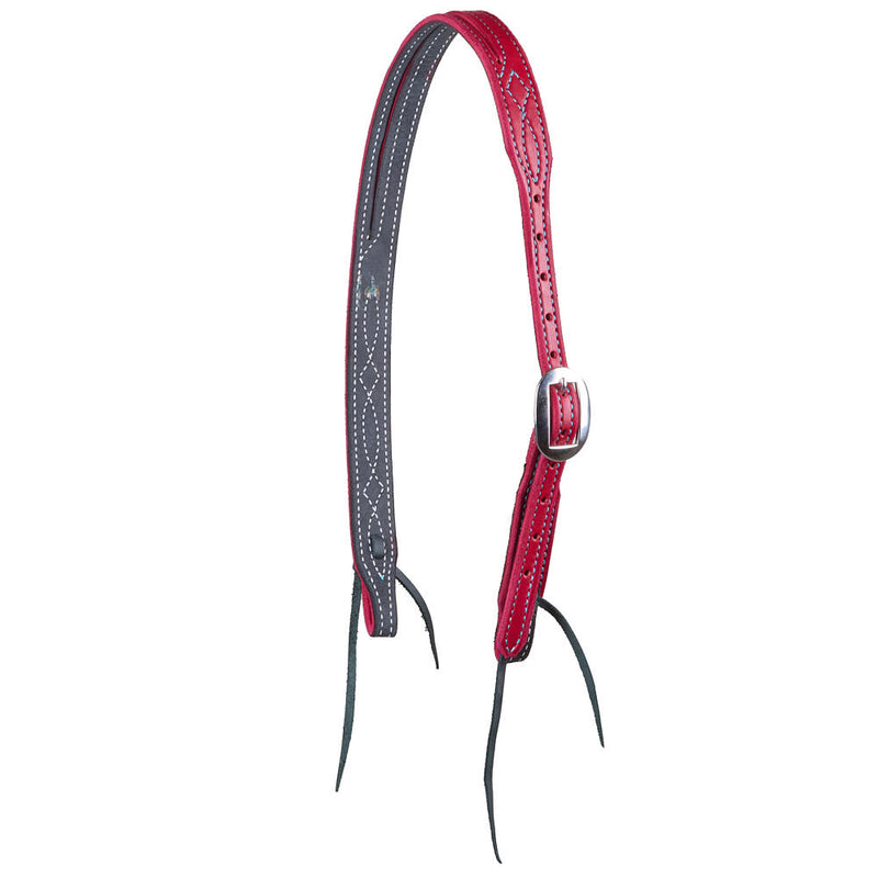 Red Gunslinger Split Ear Headstall with Turquoise Thread