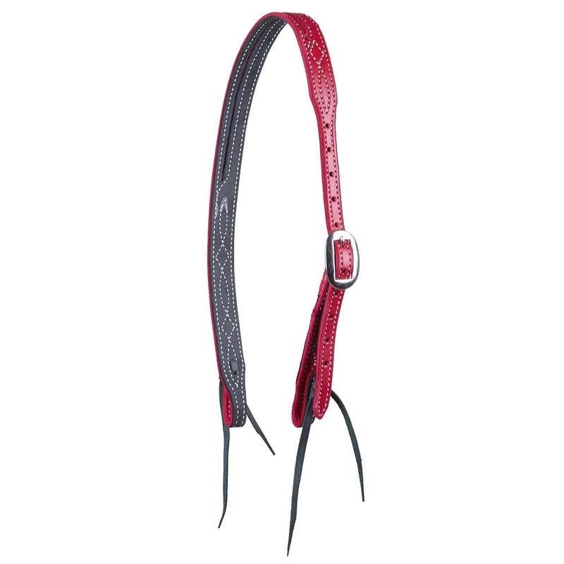Red Gunslinger Split Ear Headstall with White Thread