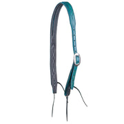 Turquoise Gunslinger Split Ear Headstall with Purple Thread