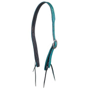 Turquoise Gunslinger Slit Ear Headstall with White Stitching