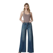 Women's Beautify High Rise Side Seam Dark Wide Leg