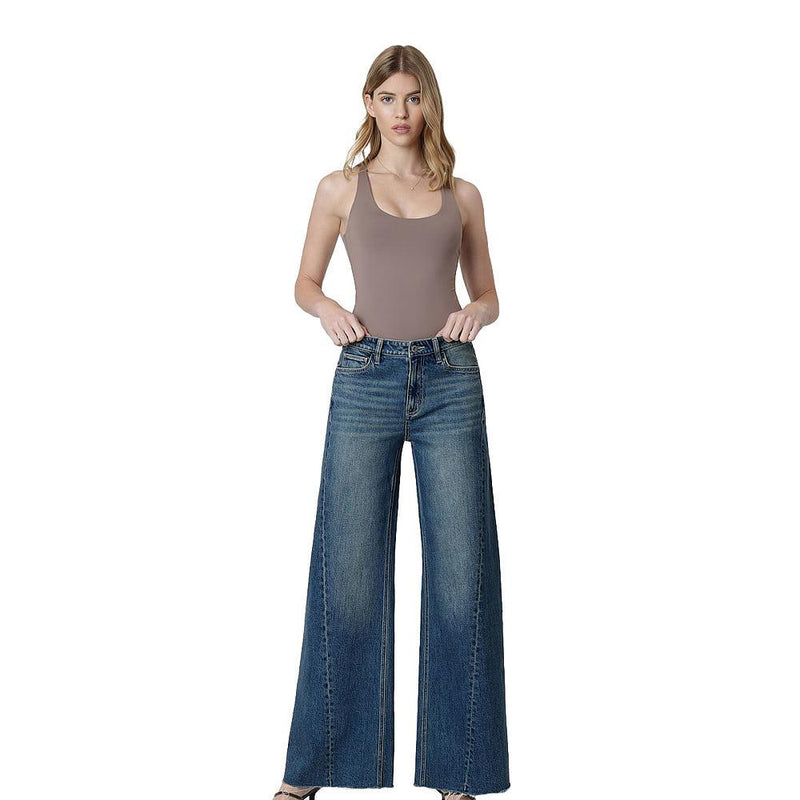 Women's Beautify High Rise Side Seam Dark Wide Leg