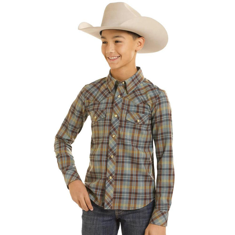 Boy's Brown Tek Plaid Flannel