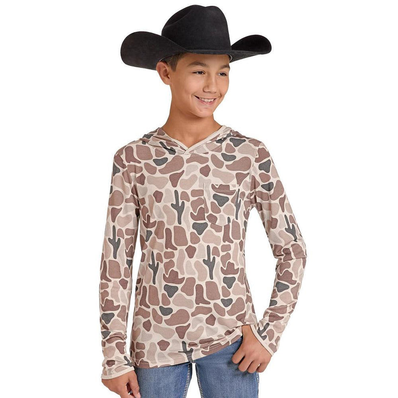 Boy's Tan Camo Lite Hoodie