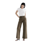 Fern Green Super High Double Waistband Wide Leg