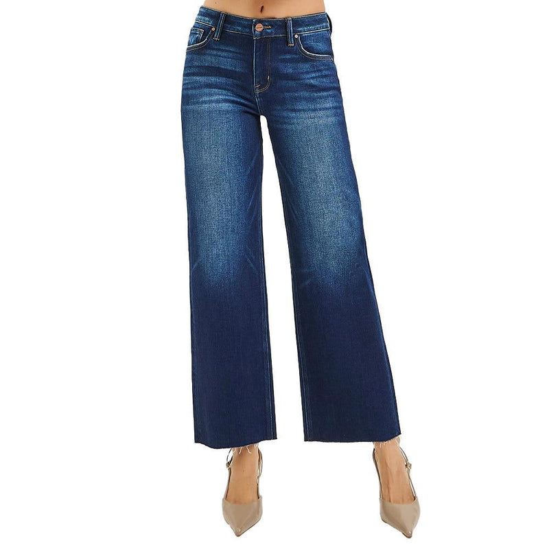 Women's Deep Blue Straight Crop Jeans