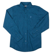 Boy's Blue Paisley Printed Long Sleeve Shirt