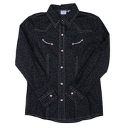 Girl's Black Cheetah Print Snap Shirt