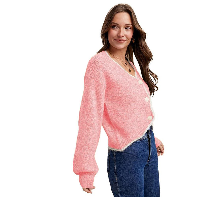 Women's Soft Pink Wool Scallop Edge Cardigan