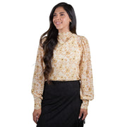 Women's Cream Floral Mesh Top