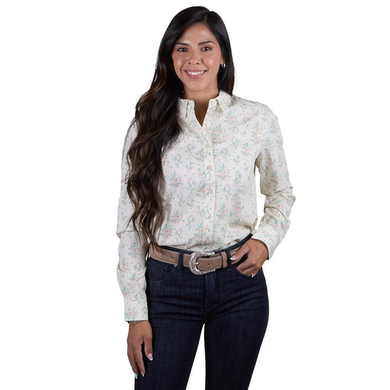 Women's Cream Floral Long Sleeve Shirt