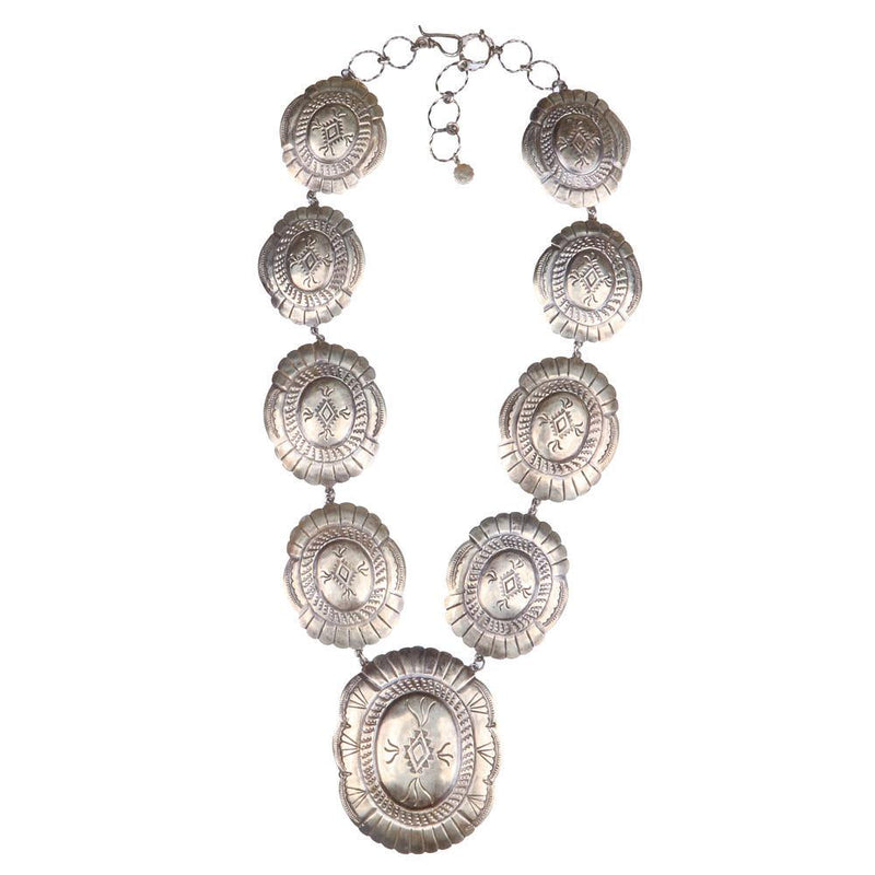 Engraved Navajo Concho Necklace