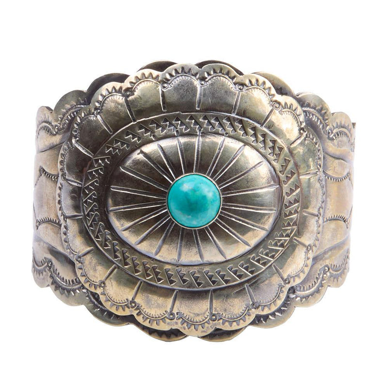 Turquoise Stamped Oval Cuff