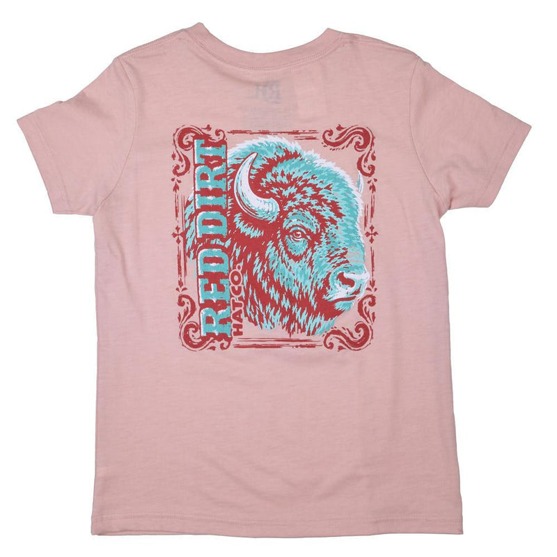 Boy's Heather Peach Turquoise Bison Tee Shirt