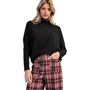 Women's Black Mock Neck Dolman Sleeve Top
