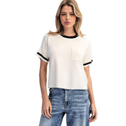 Women's Vanilla Contrast Knit Top